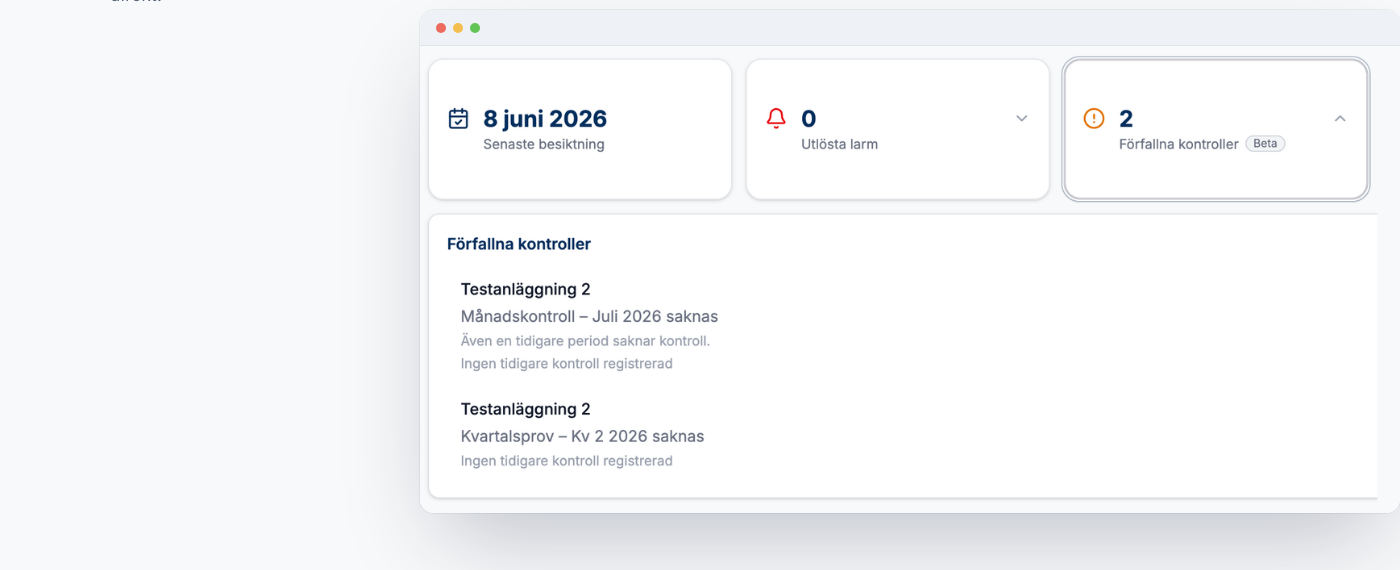 Inget kontrolltillfälle glöms bort